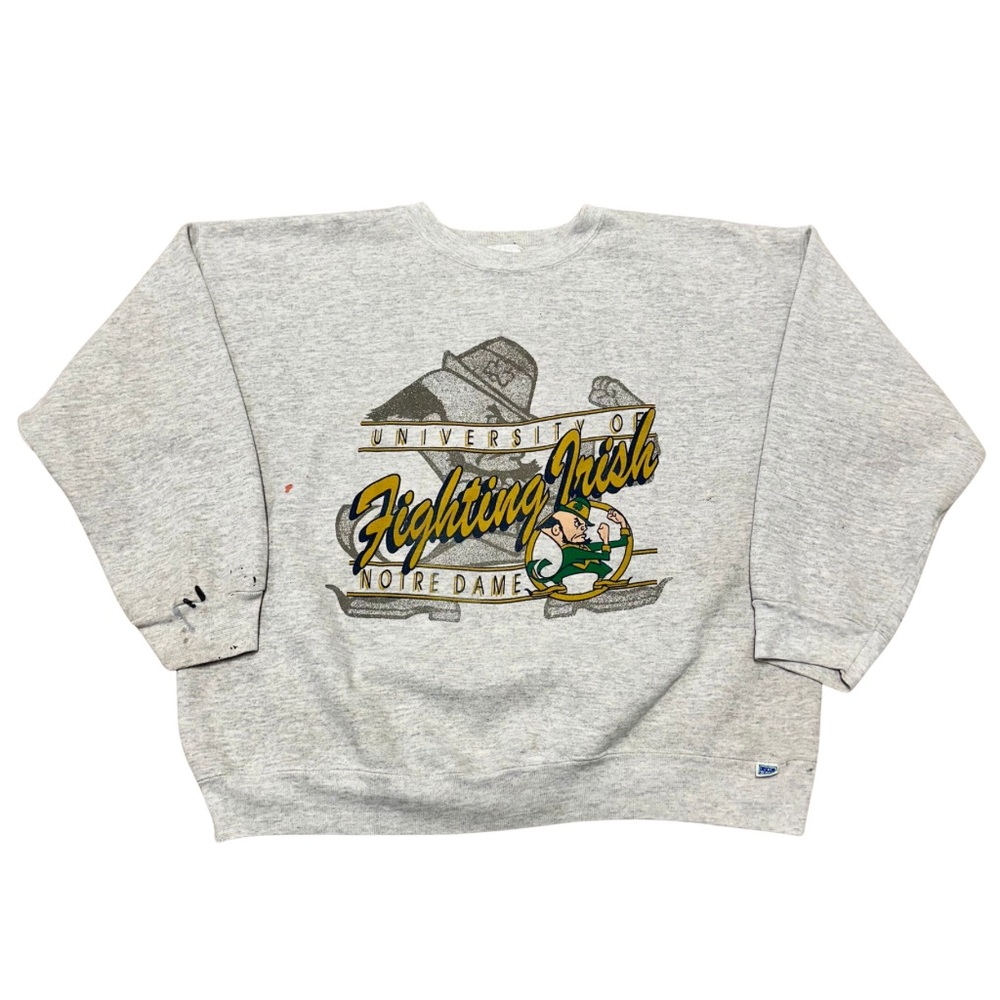 Vintage 90’s Notre Dame Fighting Irish 2XL Distressed Paint Crewneck Sweatshirt